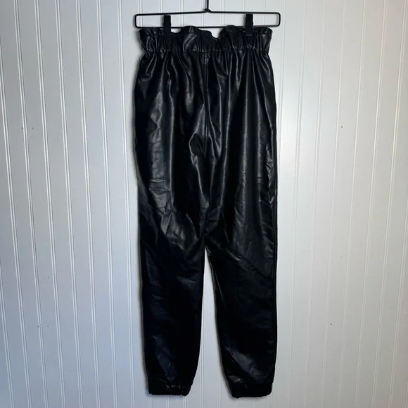 Abercrombie & Fitch Faux Leather Paper Bag Waist Black Joggers Womens Size Small - Picture 6 of 12